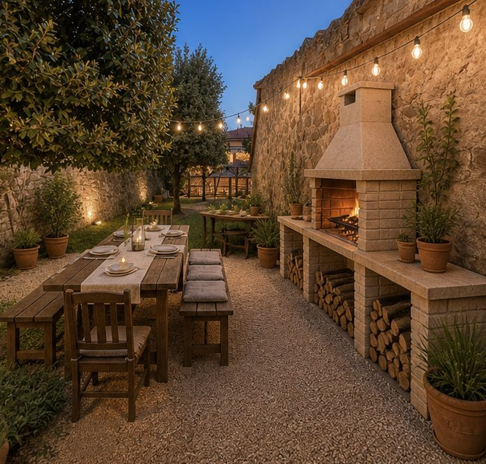Area barbecue della casa vacanze La Posta Countryhouse in Toscana