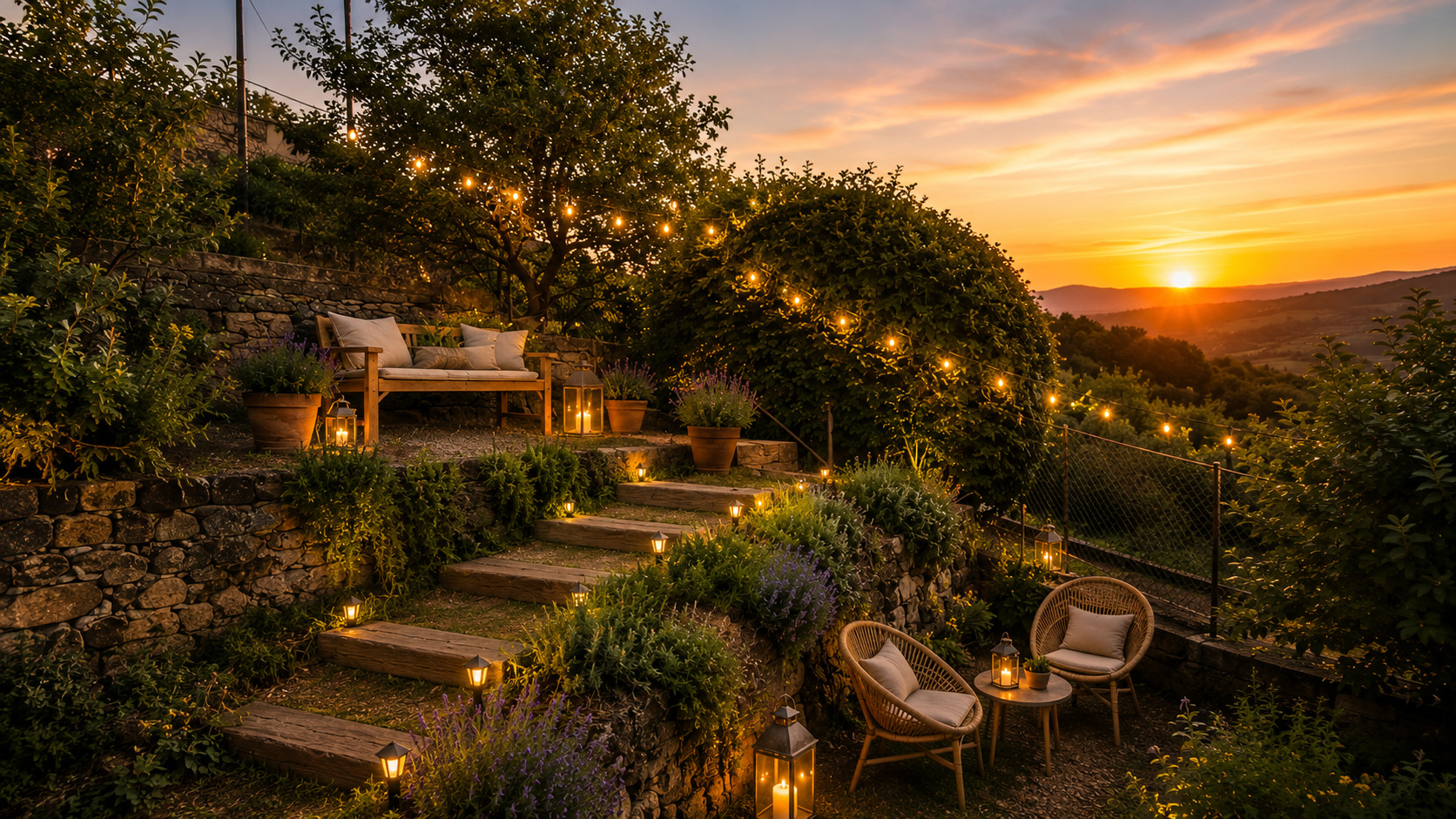 Giardino privato della casa vacanze in Toscana tra Siena, Cortona e Montepulciano